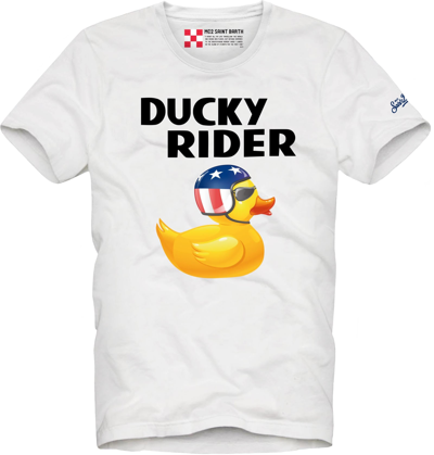 Mc2 Saint Barth Kids' T-shirt Boy Ducky Rider In White