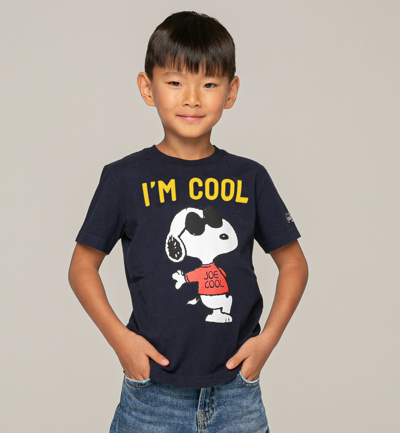 Mc2 Saint Barth Kids' T-shirt Boy Im Cool Snoopy Print Peanuts Special Edition In Blue