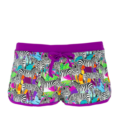 Mc2 Saint Barth Kids' Striped Horse Beach Short For Little Girl In White