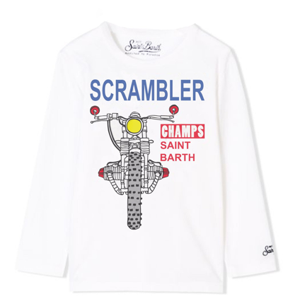Mc2 Saint Barth Kids' St. Barth Scrambler Boy T-shirt In White
