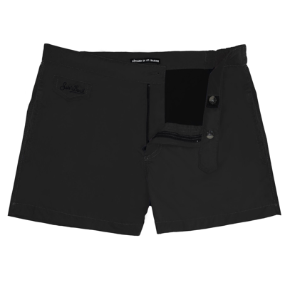 Mc2 Saint Barth Solid Black Light Fabric Swim Shorts