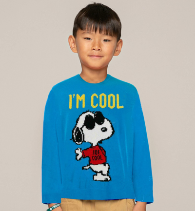 Mc2 Saint Barth Snoopy Cool Print Kid Sweater Peanuts Special Edition In Blue