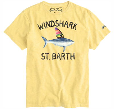 Mc2 Saint Barth Windshark St. Barth Print Man T-shirt In Yellow