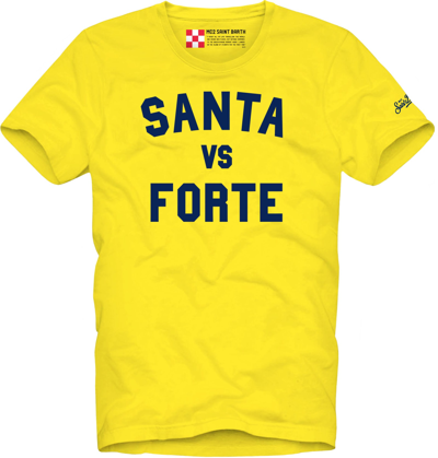 Mc2 Saint Barth Santa Vs Forte Printed Man T-shirt In Yellow