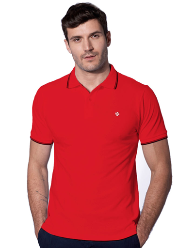 Mc2 Saint Barth Red Piquet Polo With St. Barth Check Logo