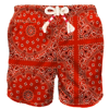 Mc2 Saint Barth Man Swim Shorts With Bandanna Print In Red