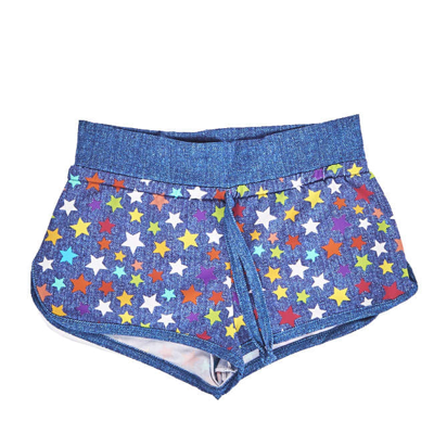 Mc2 Saint Barth Kids' Rainbow Stars Shorts For Girl In Blue