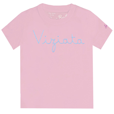 Mc2 Saint Barth Kids' Pink T-shirt Girl S With Embroided Writing