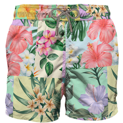 Mc2 Saint Barth Patchflower Mid-length Swim Shorts In Multicolor