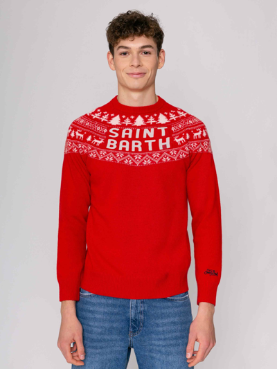 Mc2 Saint Barth Norwegian Style Man Red Sweater