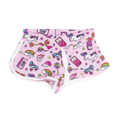 Mc2 Saint Barth Kids' Ninenties Patch Print Girl Beach Shorts