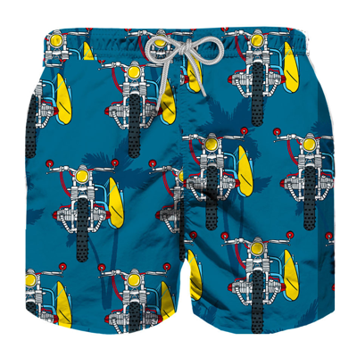 Mc2 Saint Barth Kids' Motorbicycle Print Boy Swim Shorts