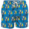 Mc2 Saint Barth Mid-length Swimshorts With Surf Motorbike In Blue