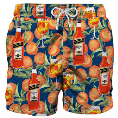 Mc2 Saint Barth Mid-length Swim Short Spritz Time Blue Print