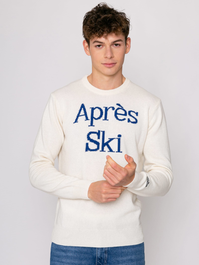 Mc2 Saint Barth Man White Sweater Après Ski Print