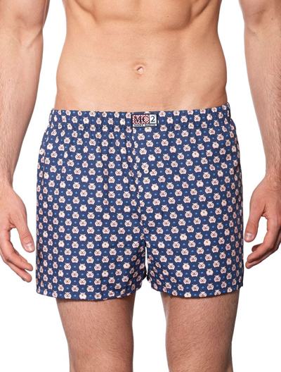 Mc2 Saint Barth Man Underwear Boxer Piggy Print In Blue