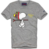 Mc2 Saint Barth Man T-shirt With Snoopy Weekend Mood Embroidery Snoopy - Peanuts Special Edition In Grey
