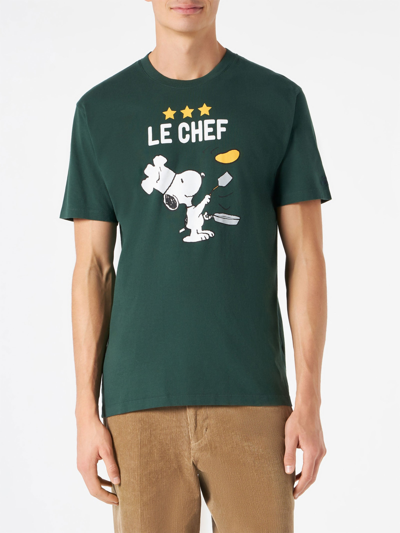 Mc2 Saint Barth Man T-shirt With Snoopy Print Snoopy - Peanuts Special Edition In Green