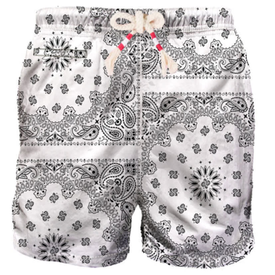 Mc2 Saint Barth Man Swim Shorts With White Bandanna Print