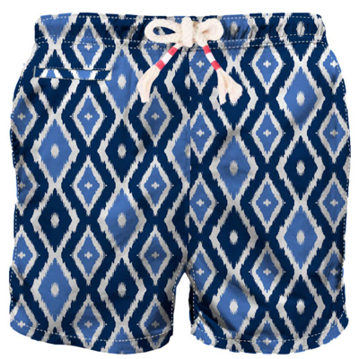 Mc2 Saint Barth Man Swim Shorts With Pattern In Blue