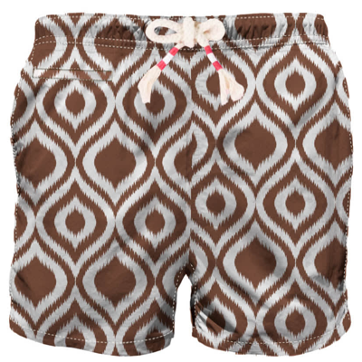 Mc2 Saint Barth Man Swim Shorts With Pattern In Brown