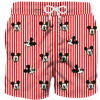 Mc2 Saint Barth X Disney Red Mickey Mouse Embroidered Striped Swim Shorts In Red