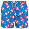 Mc2 Saint Barth Man Swim Shorts With Fior Di Fragola Print Algida® Special Edition In Blue