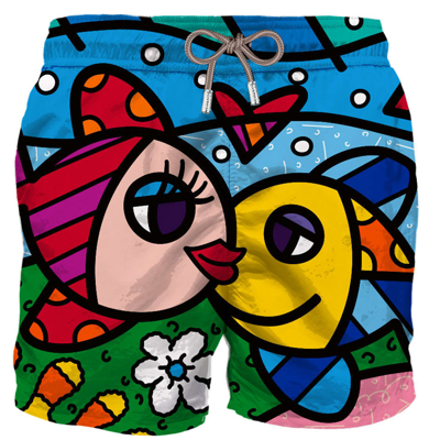 Mc2 Saint Barth Man Swim Shorts With Fish Print ©britto Special Edition