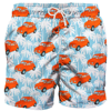 Mc2 Saint Barth Man Swim Shorts With Fiat 500 Car Print Fiat© 500 Special Edition In Blue