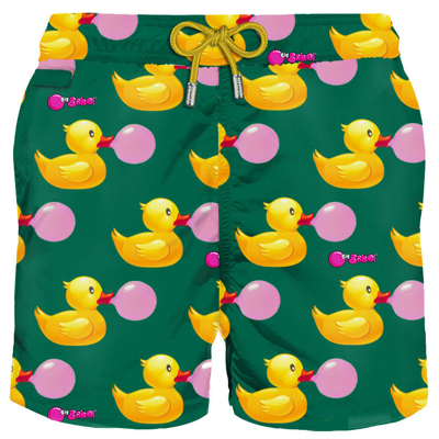 Mc2 Saint Barth Man Swim Shorts With Ducky And Big Babol Print Big Babol® Special Edition In Green