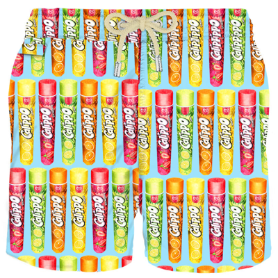 Mc2 Saint Barth Man Swim Shorts With Calippo Print Algida® Special Edition In Blue