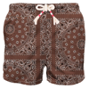 Mc2 Saint Barth Man Swim Shorts With Brown Bandanna Print In Brown