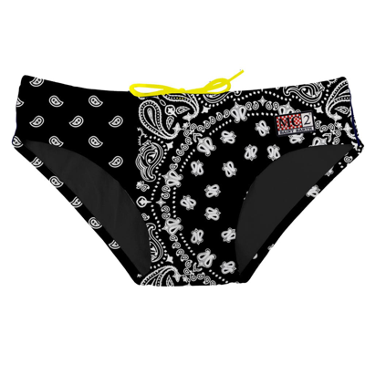 Mc2 Saint Barth Man Swim Briefs Foulard Print In Black