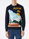Mc2 Saint Barth As View Jumper With Vintage Postcard Print In Blue