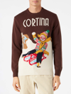 Mc2 Saint Barth Cortina Vintage-postcard Knitted Jumper In Brown