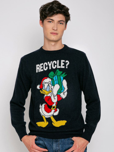 Mc2 Saint Barth Man Sweater With Donald Duck Recycled? ©disney Special Edition In Blue