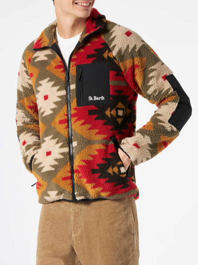 Mc2 Saint Barth Man Sherpa Jacket With Pattern