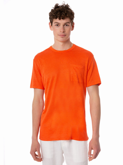 Mc2 Saint Barth Man Orange Linen Jersey T-shirt