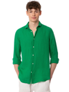 Mc2 Saint Barth Man Green Linen Shirt Pamplona In Green