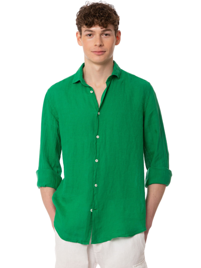 Mc2 Saint Barth Man Linen Green Shirt