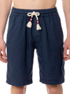 Mc2 Saint Barth Man Linen Bermuda Shorts In Blue