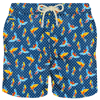 Mc2 Saint Barth Man Light Fabric Swim Shorts With Tropical Bridies Print In Blue
