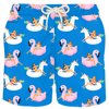 Mc2 Saint Barth Man Light Fabric Swim Shorts With Summer Girls Print In Blue