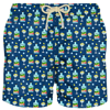 Mc2 Saint Barth Man Light Fabric Swim Shorts With Portofino Gin Print Portofino Dry Gin Special Edition In Blue