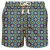 Mc2 Saint Barth Man Light Fabric Swim Shorts With Pattern In Blue