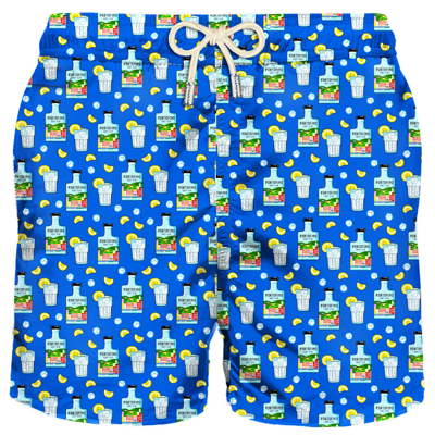 Mc2 Saint Barth Man Light Fabric Swim Shorts With Gin Print Portofino Dry Gin Special Edition