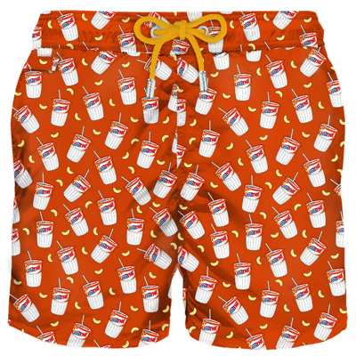 Mc2 Saint Barth Man Light Fabric Swim Shorts With Estathé Print Estathé® Special Edition
