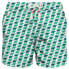 Mc2 Saint Barth Man Lightweight Fabric Swim-shorts Lighting Micro Fantasy With Penguins Print In White