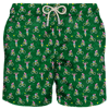 Mc2 Saint Barth Man Light Fabric Swim Shorts With Cyclist Print In Green