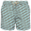 Mc2 Saint Barth Man Light Fabric Swim Shorts With Cremino Print Algida® Special Edition In Blue